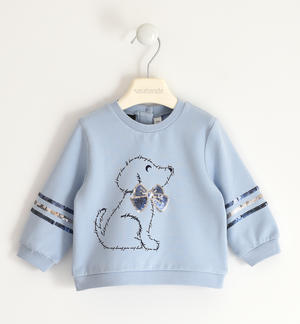 Girl's sweatshirt with little dog LIGHT BLUE
