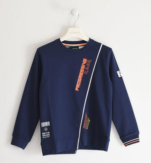100% cotton boy sweatshirt asymmetrical length BLUE