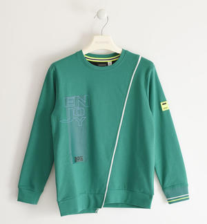 100% cotton boy sweatshirt asymmetrical length GREEN
