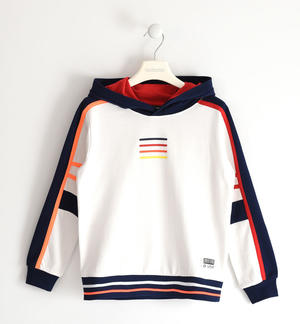 100% cotton boy hooded sweatshirt with colourful print WHITE