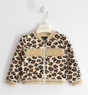 Sweatshirt with animalier patterned zip with sequins