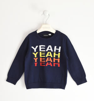 100% cotton boy crewneck sweatshirt with "yeah" lettering BLUE