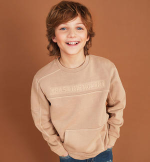 Boy's over-sized, 100% cotton sweatshirt BROWN