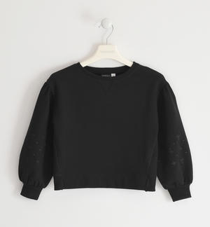 Girl's sweatshirt with embroidery BLACK