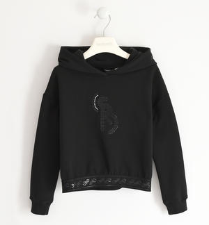 Girl's sweatshirt with rhinestones BLACK
