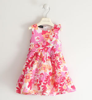 Fresh floral patterned dress for girls FUCHSIA