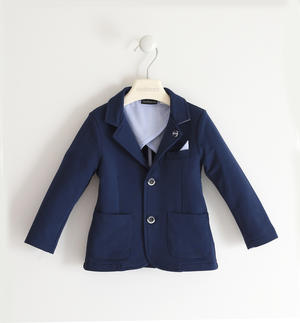 Fleece jacket for boy with pocket handkerchief BLUE