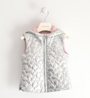 Metallic fabric little girl vest GREY