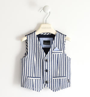 Vest for boys with a striped pattern with pocket handkerchief BLUE