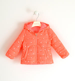 Lightweight girl jacket 100 grams with hearts pattern ORANGE