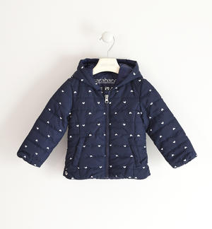 Lightweight girl jacket 100 grams with hearts pattern BLUE