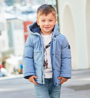 Boy's technical fabric jacket LIGHT BLUE