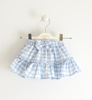Check patterned skirt with bow for girls LIGHT BLUE