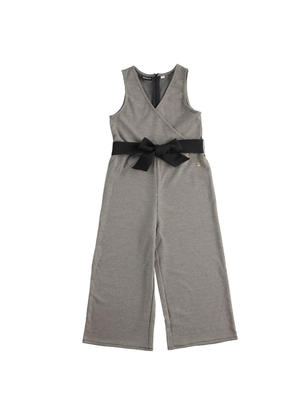 Pretty dungarees in micro patterned jacquard fabric BLACK