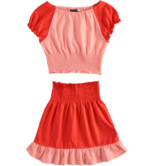 Pretty coral outfit for girls with t-shirt and skirt