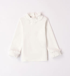 Girls' ruffled mock polo neck