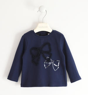Girl's t-shirt with sequin bow BLUE