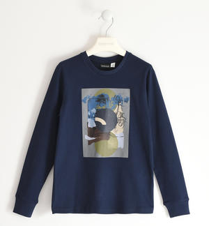 Boy's 100% cotton t-shirt with print BLUE
