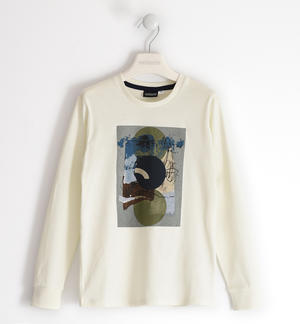 Boy's 100% cotton t-shirt with print CREAM