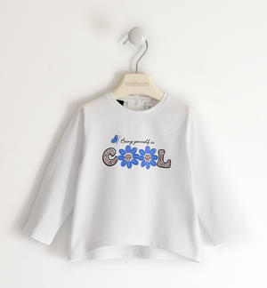 Girl's floral T-shirt with rhinestones