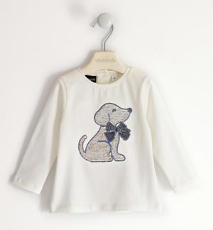 Girl's t-shirt with little dog CREAM