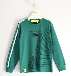 100% cotton long sleeve t-shirt with print GREEN