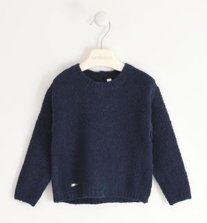 Girl's stretch boucle sweater BLUE