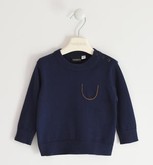 Boy's knit sweater with embroidery BLUE