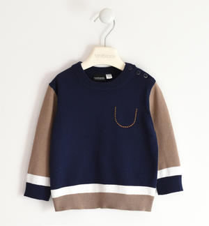 Boy's knit sweater with embroidery BLUE