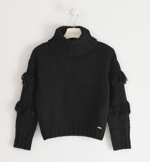 Girl's sweater with fringe BLACK