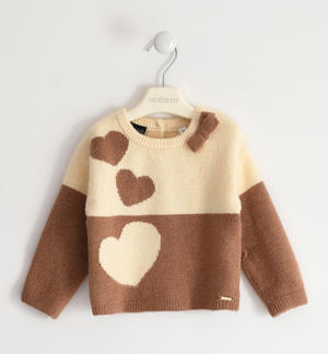 Girl's soft-knit sweater BEIGE