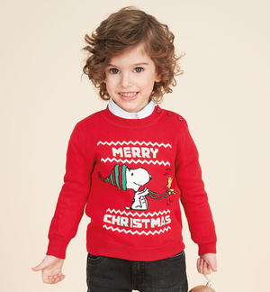 Maglione natalizio bambino Peanuts ROSSO