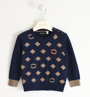 Boy's all-over embroidery knit sweater BLUE