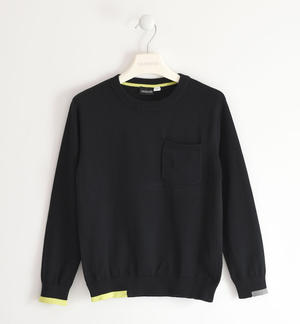 Boy's knit sweater with little pocket BLACK