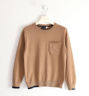 Boy's knit sweater with little pocket BROWN