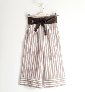 Girl's trousers of 100% cotton gaucho BROWN