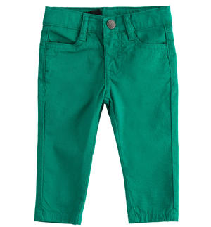 Stretch twill boy's trousers GREEN