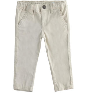 Classic boys trousers made of stretch cotton twill BEIGE