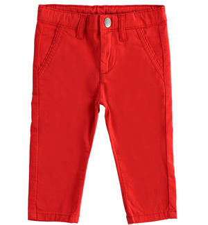 Classic boys trousers made of stretch cotton twill RED