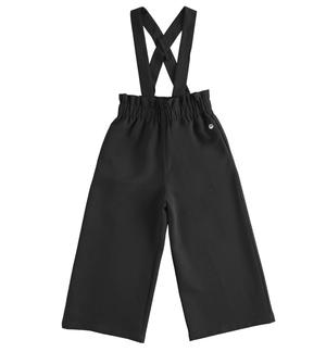 Trousers with braces in crepe fabric BLACK