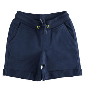 100% cotton fleece short trousers for boys BLUE