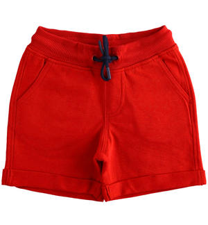 100% cotton fleece short trousers for boys RED