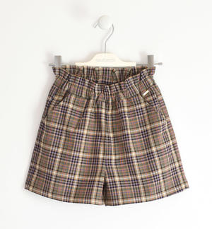Girl's check-pattern shorts BROWN