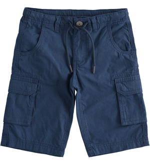 100% cotton cargo model short trousers for boys BLUE
