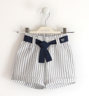 Short striped patterned trousers for girls BLUE