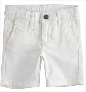 Boys¿ short trousers made of stretch cotton twill. WHITE
