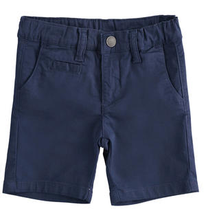 Pantalone corto per bambino in twill stretch di cotone BLU
