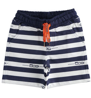 100% organic cotton Fiat Nuova 500 striped shorts for boys BLUE