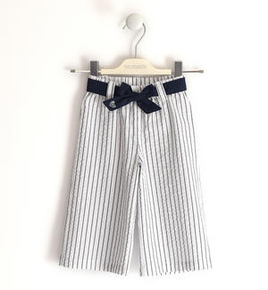 Striped patterned trousers for girls BLUE