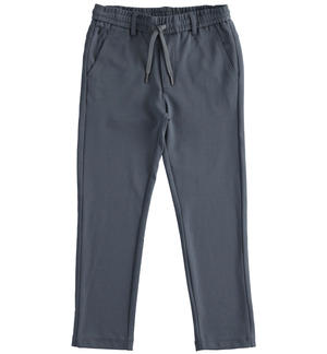 Regular fit jacquard fabric trousers GREY